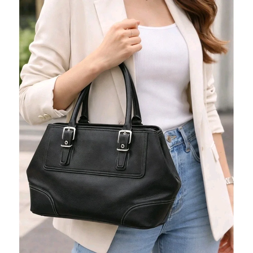 Vintage Coach Hamptons Black Leather Satchel | Style F30-7555 | Y2K Classic